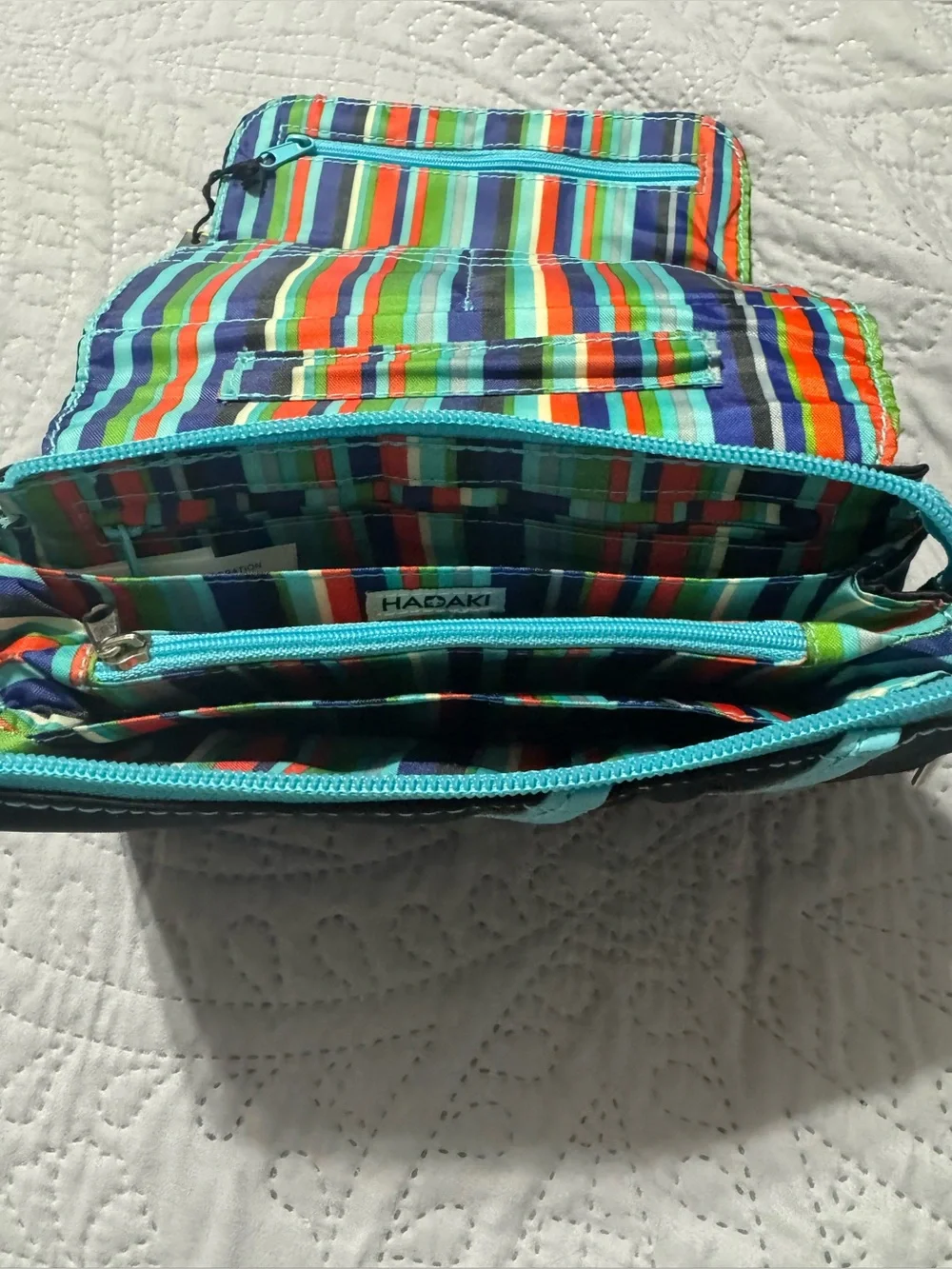 Hadaki Wallet Wristlet Black & Teal Nylon